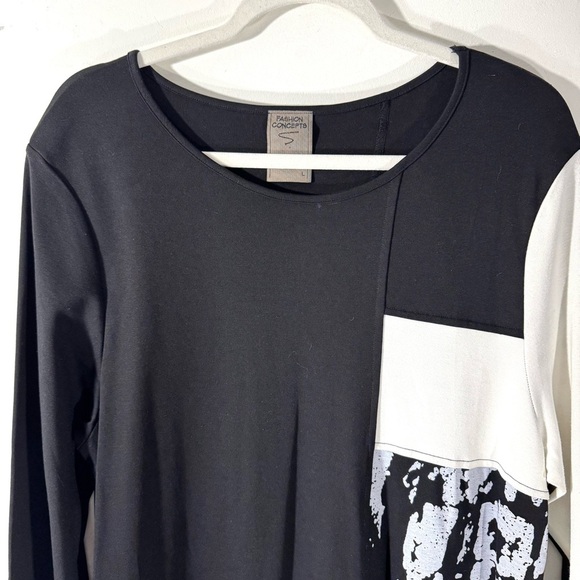 Fashion Concepts Knit Artsy Midi Dress black and white - Picture 3 of 10